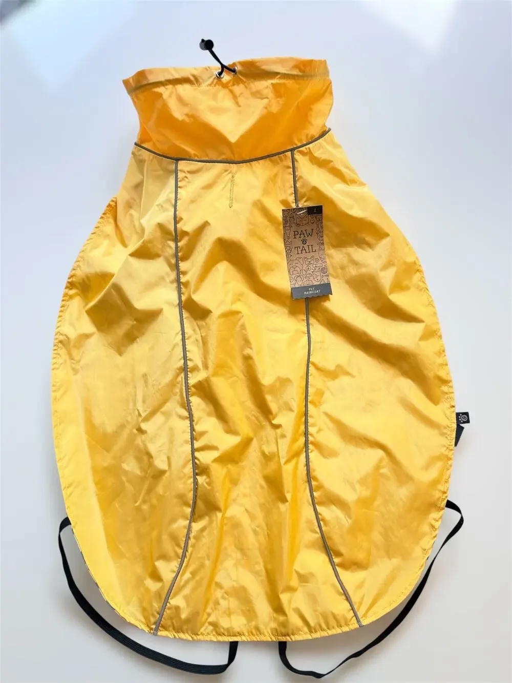 Paw & Tail Pet Raincoat Yellow Reflective Hooded Dog Coat Size Large NWT